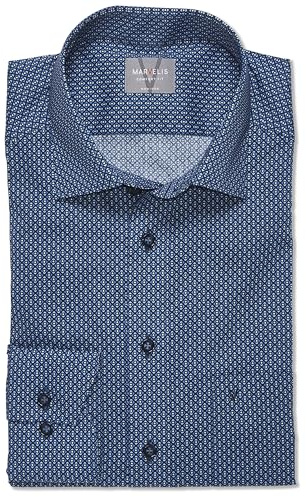 Marvelis Herren Businesshemd Langarm 703014,Rotationsdruck,Comfort fit,New Kent,Marine 18,39