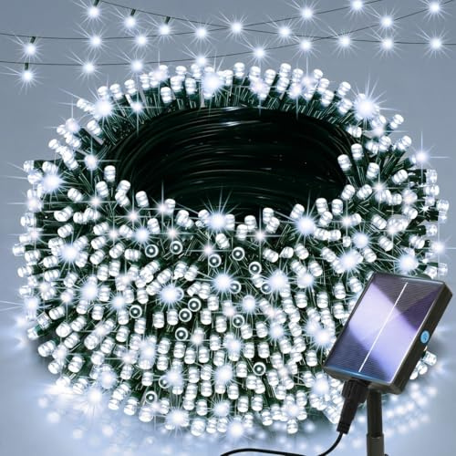 Lighprenix Solar Lights Outdoor Garden - 20m 200LEDs Solar Powered Waterproof Cool White Fairy Lights with 8 Modes, Upgrated Large-Capacity Outside Decorative String Lights for Tree/Fence/Gazebo/Mesh