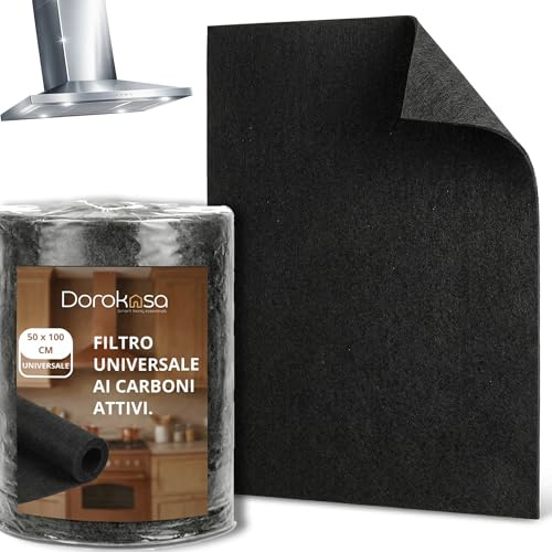 Filtro Cappa Cucina Universale ai Carboni Attivi 50x100 cm | Telo Antigrasso Antiodore Ritagliabile | Filtri per Cappa Cucina a Ricircolo | Compatibile con Tutte le Cappe Aspiranti | Made in Italy