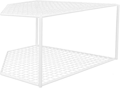 GETAJGHSD Organisateur de Casseroles et Poêles en Fer Peint Blanc, Étagère d'angle Double Niveau 18 CM, Support de Rangement Cuisine, Étagère sous Évier Pratique