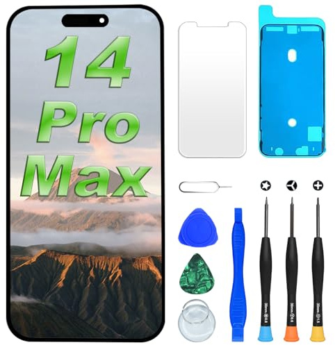Digi4U LCD für iPhone 14 Pro Max Display Bildschirm Ersatz, 6,7 Full HD 3D Touch Truetone Face ID für iPhone 14 Pro Max Display Digitizer Reparaturkits(A2894,A2651,A2893,A2896,A2895)