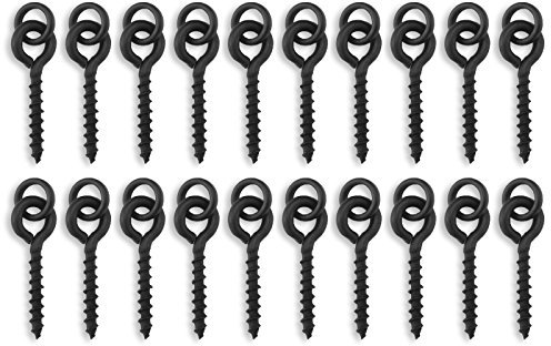 Bank Tackle Bait Screws 12mm 3 Styles Black Metal Carp Fishing Terminal Rig Tackle Pop Ups (Bait Screw with 3.1mm Ring, x 20 Pack)