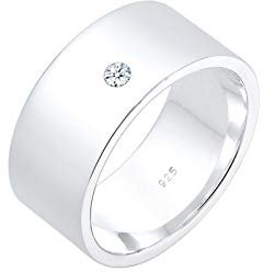 Elli DIAMONDS Ring Damen Basic Modern mit Diamant (0.03 ct.) aus 925 Sterling Silber