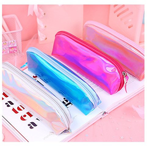 Freesiom Trousse Scolaire a Crayon Fille Garcon Ado Transparente Zip Grande Capacite Sac Organiseur Cosmétique Fourniture Scolaire Kawaii Original Fun Pochette Etudiant College Impermeable (Rose Gold)