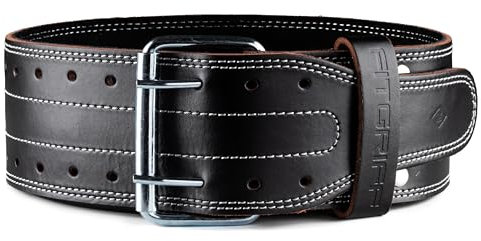 Fitgriff Profi Gewichthebergürtel - 100% Echtleder Gürtel für Bodybuilding, Krafttraining, Gewichtheben und Crossfit Training - Trainingsgürtel für Damen und Herren (Black, S)