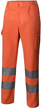 VELILLA 303006; Pantalón Multibolsillos de Alta Visibilidad; Color Naranja flúor; Talla M