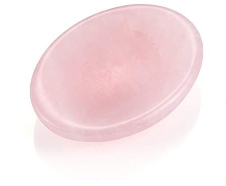 CrystalTears Handschmeichler Rosenquarz Oval Worry Stone Tropfen Konkav Naturstein Meditation Kristalltherapie Reiki Healing Stein Deko