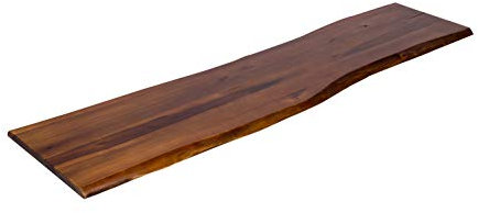 SAM Baumkanten-Platte 140x40 cm, Akazienholz massiv + cognacfarben, stilvolle Holzplatte, Bankplatte mit echter Baumkante, pflegeleichtes Unikat, Bankplatte aus Massivholz