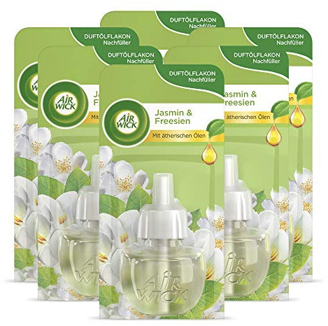 Air Wick Duftölflakon Nachfüller Jasmin & Freesien – Floraler Raumduft mit ätherischen Ölen – 6er Duftöl Set