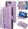 UEEBAI Wallet Case for iPhone 7 Plus iPhone 8 Plus, Retro 9 Card Holder Slots Zipper Pocket Handbag Case PU Leather Magnetic Closure Kickstand Wrist Strap TPU Shockproof folio Case - Glitter Purple
