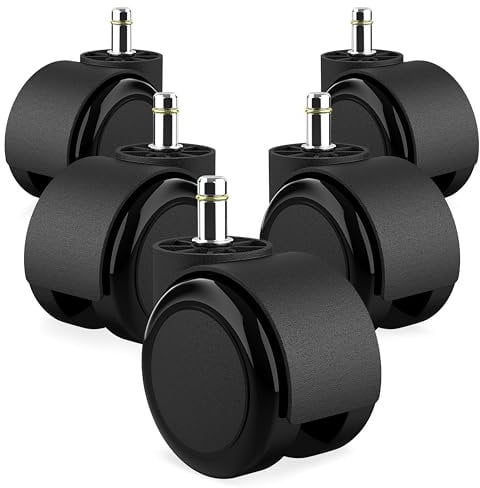 RAVN HAMAN 5er Set Bürostuhlrollen 10 mm x 22 mm - - Hartboden-Rollen bis 175 kg - - Abriebfeste Drehstuhlrollen - - Sauber abrollende Stuhlrollen - - Räder für Bürostühle