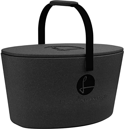 Lieblingskorb Plus deep black (tiefschwarz) Einkaufskorb und Thermobox in einem, inklusive Deckel, isoliert, abwaschbar, made in Germany, Picknickkorb/Volumen: 22 Liter