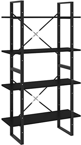 vidaXL Bücherregal 4 Fächer Industriestil Standregal Wandregal Bürorregal Aktenregal Regal Mehrzweckregal Schwarz 80x30x140cm Holzwerkstoff