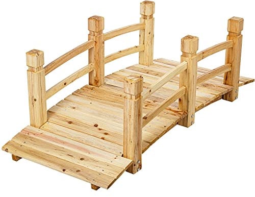 STILISTA Pont en Bois avec Balustrade 150 x 65 x 53 cm, huilé, Charge maximale 150 kg, Choix de Couleurs, Brun Clair