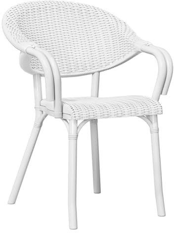 GGMMÖBEL 4er-Set Lagos | Bistro Rattanstuhl | Weiß | Kunststoff | Stapelbar | Gastro Rattanstuhl, Outdoor Rattanstuhl, Terrassen Rattanstuhl