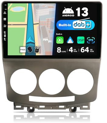 JOYX - Android 12 Autoradio Passt für Mazda 5 (2005-2010) - Eingebaut DAB/DSP/Carplay/Android Auto - 4G+64G - LED Kamera MIC KOSTENLOS - 9 Zoll 2 Din - Unterstützung SWC 4G WiFi Fast-Boot 360-Kamera