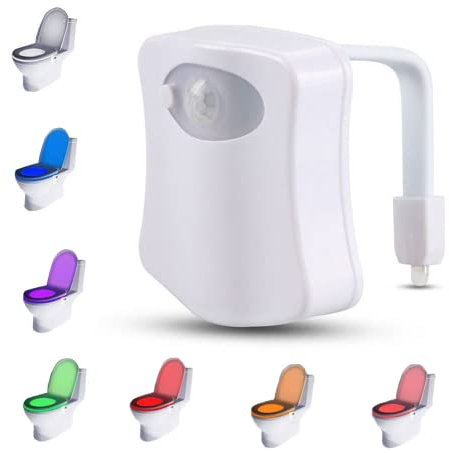PARENCE.- Eclairage LED pour WC/Capteur de Mouvement Luminaire pour Toilette et Salle de Bain/Lumière Veilleuse avec 8 coloris Différents, Plastique, Blanc