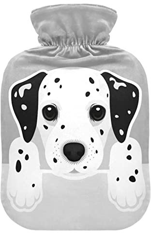 Dog Dalmatian Puppy Hot Water Bottle with Cover Hot Water Bottles for Pain Relief Hot Bottle Water Bag Hot Bag for Kids Adults, 2L