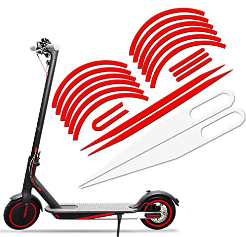 Scooter Aufkleber Set, Roller Sticker, Scooter Reflektierende Aufkleber für Xiaomi M365 Pro 2 Segway Ninebot Max G30, Colorful Elektroroller Zubehör Decals, Reflektierende Folie Aufkleber (All-Rot)