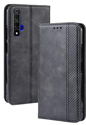 XINNI Housse pour Telephone Huawei Nova 5T Etui, PU/TPU Retourner Cuir Coque Magnétique Portefeuille, Noir