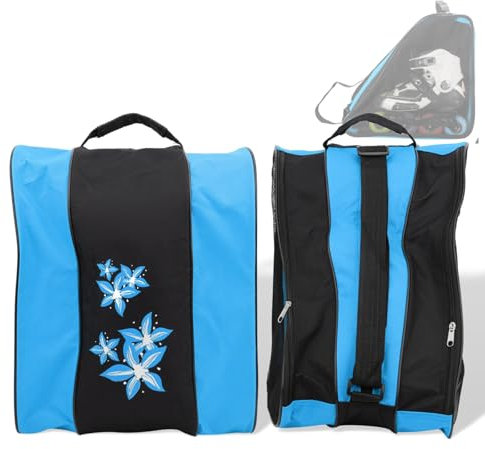 Borsa per Pattini a Rotelle Zaino Porta Pattini a Rotelle Adjustable Shoulder Strap 3 Strati Nylon Roller Ice Skating Bag per Adulti e Bambini Blu