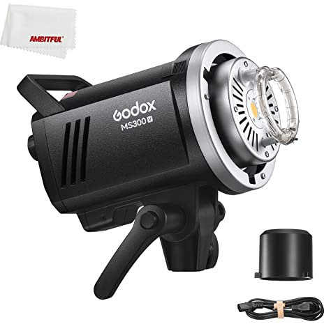 Godox MS300-V MS300V 300W Studio Strobe Flash,5800K±200K,GN58,2.4G Wireless System, Clear LCD Panel,with LED Modeling Lamp, Recycle Time 0.1~1.8S, Bowens Mount Monolight for Photography Flashligh