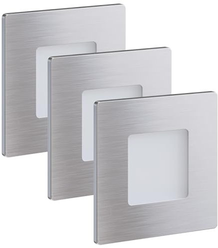 Scandinavian home Set di 3 faretti da incasso I Illuminazione per scale a LED 230V 1W bianco caldo esterno IP65, 100lm 3000K CRI90, illuminazione per scatole da incasso/scatole di apparecchiature 68mm
