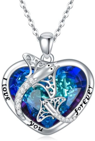 YAFEINI Stachelrochen Halskette für Damen Sterling Silber Ocean Animal Kristall Anhänger Halskette Geburtstag Schmuck Geschenke für Frauen Männer (Stachelrochen Kette)