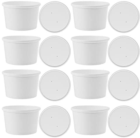 NIYANGLE 25 Séries 8 Boîte à Crème Glacée 8 Tasses Kit De Coupe De Glace Bol De Service En Papier Bol à Sundae En Papier Pots à Glace En Papier Blanche Papier Kraft Nourriture Carton