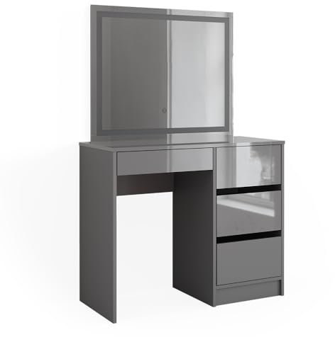 Vicco Schminktisch Sherry, Grau, 90 cm mit LED Beleuchtung