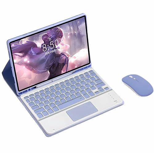 CLALOC Funda con Teclado para Samsung Galaxy Tab A7 T500/T505 10.4 Pulgadas con Ratón, Funda Blanda Inteligente Desmontable con Bluetooth Touch Keyboard Cover con Soporte para Lápiz,Dark Purple