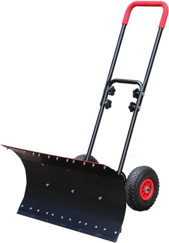 Schneeschaufel, Schneeschieber, Schneeschieber mit Rädern, robuster rollender Schneeschieber mit verstellbarem Griff und Rädern, Winterhandschuhe, Schneeräumwerkzeug for Gehwege (Size : Xl-100cm/39.4
