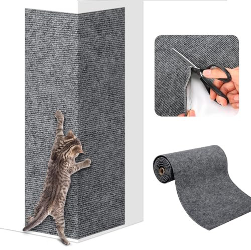 Selbstklebend Kratzteppich Katze Wand, 200cmx40cm Zuschneidbare Kratzmatte, Kratzbrett, Kratzwand für Katzen - Schützt Teppiche, Sofa und Möbel