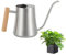 DECARETA Regadera de Acero Inoxidable de 1 L, Regadera de Boca Larga para Interiores, Regadera de jardín, Regadera para Flores, Plantas, Plantas en Macetas, Plata