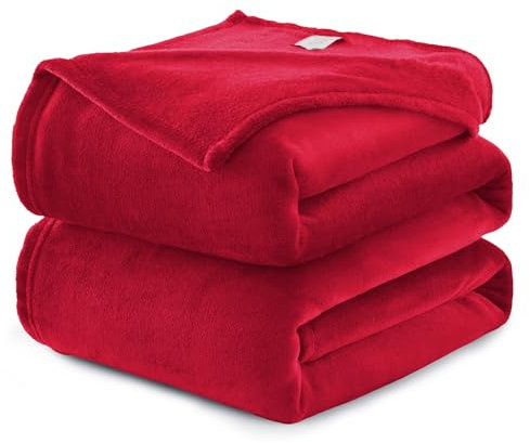 WAVVE Kuscheldecke Flauschig Decke Fleecedecke - Sofadecke 150x200 cm Warm Wohndecke Couchdecke, Rot Decke Weich Sofaüberwurf XL