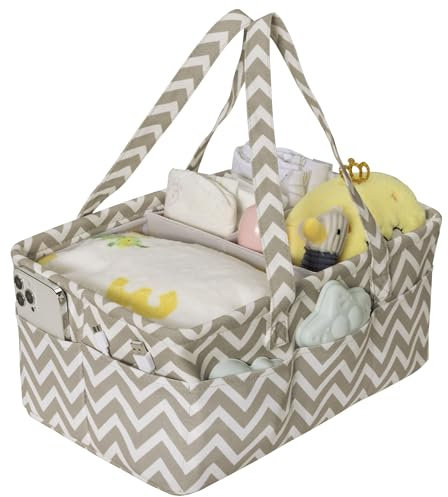 Navaris Wickeltasche Organizer mit 10 Fächern - Praktischer Baby Wickelorganizer - Windel Organizer - Wasserabweisendes Innenfutter - Windel Caddy mit Tragegriffen - Wickel Organizer
