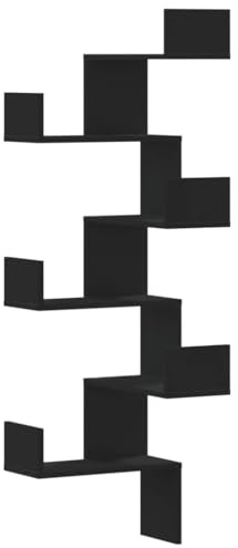 vidaXL Wand Eckregal, Wandregal Regal Dekorativ, Bücherregal Schweberegal für Wohnzimmer Schlafzimmer, Hängeregal Wandboard, Schwarz Holzwerkstoff