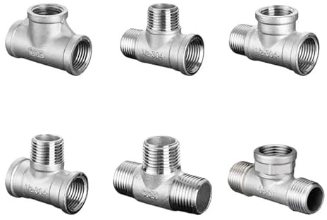Raccordo for tubo a T a 3 vie filettato BSP maschio + maschio + femmina 1/4 1/2 3/4 1 1-1/4 1-1/2 BSP filettato in acciaio inossidabile 304(M x M x M,1/2)