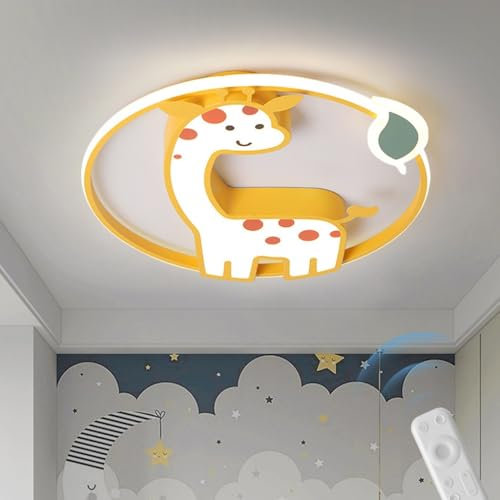 YUPIN Moderne Runde LED Deckenleuchte Kreative Cartoon-Deckenleuchte Dekorative Deckenleuchte Für Kinder Stufenlos Dimmbar Mit Fernbedienung Für Kinderzimmer Schlafzimmer Wohnzimmer(Giraffes)