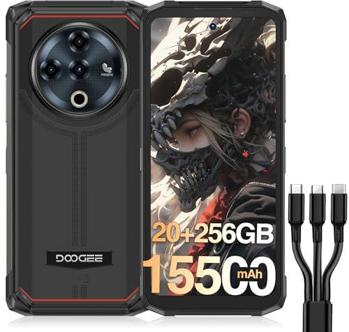 DOOGEE Fire 6 Power Telephone Portable Incassable 15500mAh/33W, Smartphone Incassable 256GB ROM Android 14, Caméra de 50 MP, 6,6 Pouces Ecran IPS HD+ 90Hz, Fonction Flashlight, Support NFC