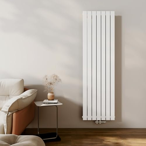 EMKE Radiateur Vertical 1800x540 mm - Panneau Plat Mural à Connexion Centrale, Une Seule Couche, Blanc, 1107 Watts