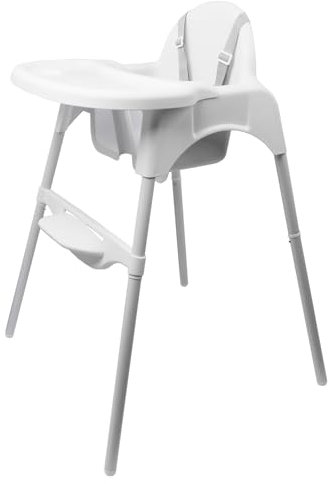 Mejale Kinderhochstuhl Hochstuhl Baby Kinderstuhl mit Tablett Höhenverstellbarer Babystuhl Fütterungsstuhl Futterstuh ab 6-36 Monaten(max. 15 kg),Weiß