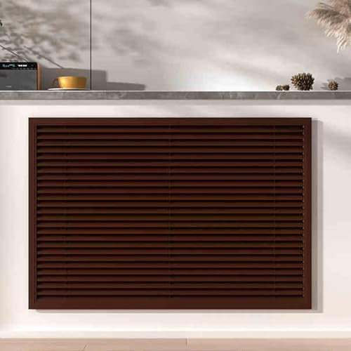 DIHRVTHC Radiator Cover Cabinet Shelf, Shielding Storage Design, Louvered Grill Shelf Cabinet, Modern Vertical Grill Slats Storage Organizer, Living Room Bedroom Bathroom Cabinet(Dark brown,90CM)