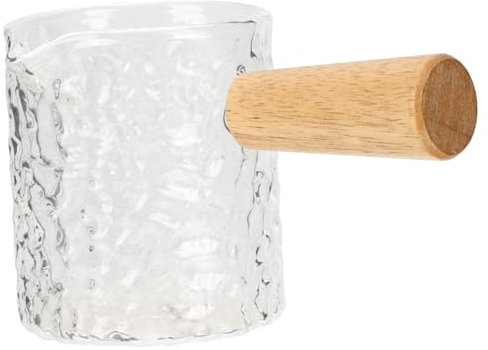 SHOWERORO Brocca Per Latte in Trasparente Contenitore Per Panna E Caffè Manico in Legno Per Ristoranti Caffetterie E Case