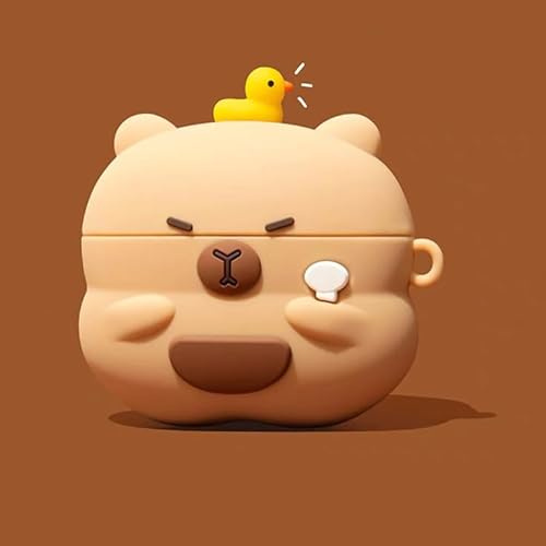 SMAIGE Niedliches Cartoon-Design für AirPods 4 Hülle und AirPods 4. Generation Hülle mit aktiver Geräuschunterdrückung (2024) Schutzhülle mit Karabiner-Schlüsselanhänger (Capybara)