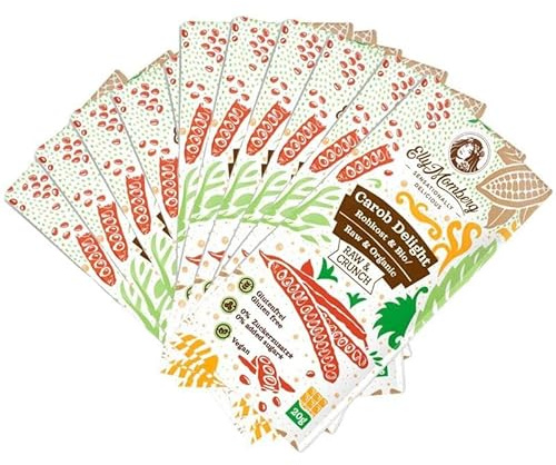 BIO Carob Delight 20 g - Carob Mini Tafel mit Kakaobutter ohne Zuckerzusatz, vegan, glutenfrei - 10 er Packung (10er Packung)