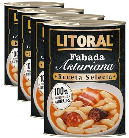 LITORAL Fabada Asturiana Receta Selecta - Plato Preparado Sin Gluten - 420g (Paquete de 4)