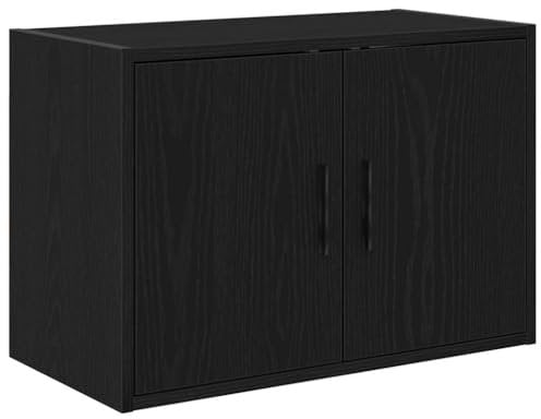vidaXL Garagen-Wandschrank Schwarz Holzwerkstoff, Schrank, Garagen-Aufbewahrungsschrank, Wandschrank mit Türen, Garagen-Lagerschrank