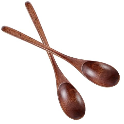Hpmjz 2 PCS Wooden Spoons for Honey Coffee and Tea 8.86 Inch Wooden Mixing Spoons Long Handle Natural Wood Tea Spoon Kitchen Utensils for Stirring Eating and Cocktail Mixing