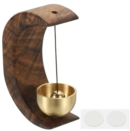 PATIKIL Sonnette De Magasin Carillon De Porte En Bois Marron Lune | 1 Set, Sonnette Suspendue Autocollante, Clochettes Suspendues pour Ouverture De Porte Commerce Lors De L'Entrée